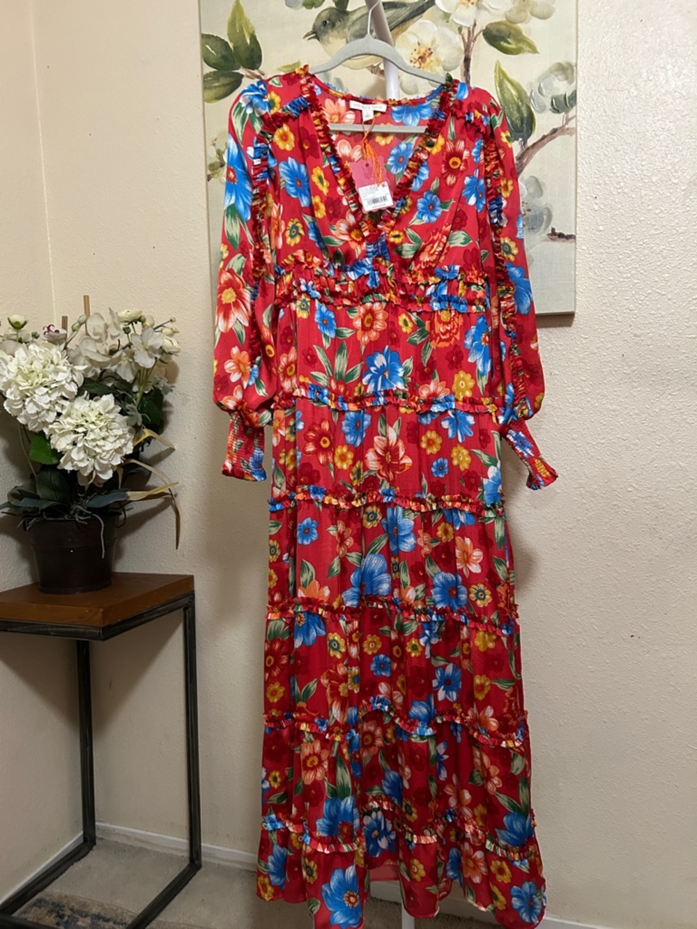 Chelsea & Violet Red Floral Tiered Maxi Dress